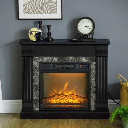 Electric Fireplace Mantel, Freestanding Heater, Realistic Flame, Adjustable Temperature, Timer, Remote, Black Electric Fireplaces at Gallery Canada