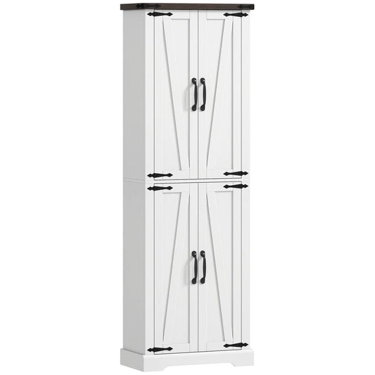 72" Pantry Cabinet, Farmhouse Kitchen Storage, Adjustable Shelves, White Kitchen Pantry Cabinets White, Oak at Gallery Canada