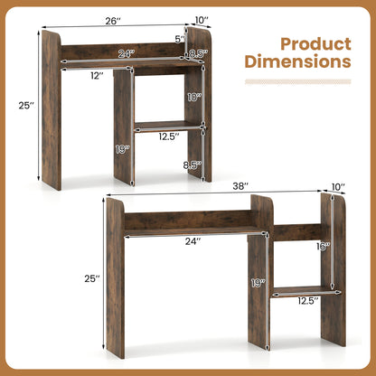 Bibliothèque de bureau extensible, cubes ouverts, support d'affichage de bureau, brun rustique