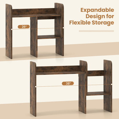 Bibliothèque de bureau extensible, cubes ouverts, support d'affichage de bureau, brun rustique