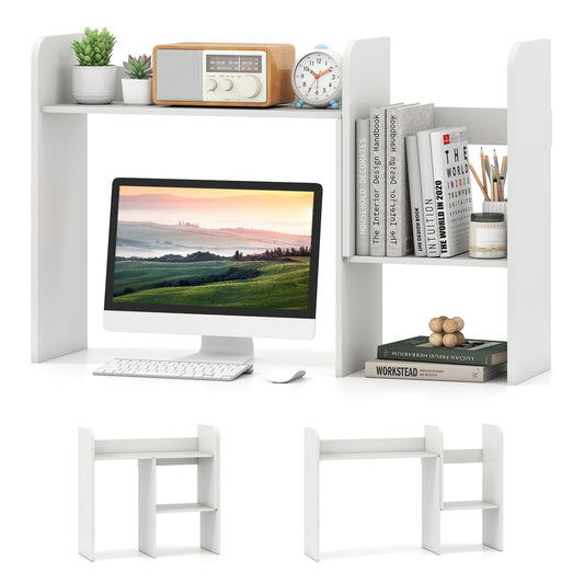 Expandable Desk Bookshelf With Open Cubes, White Bookcases White at Gallery Canada