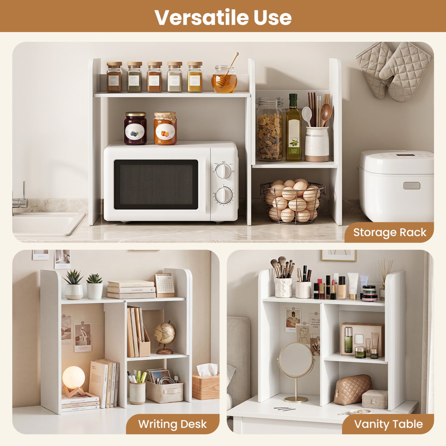 Bibliothèque de bureau extensible avec cubes ouverts, blanc