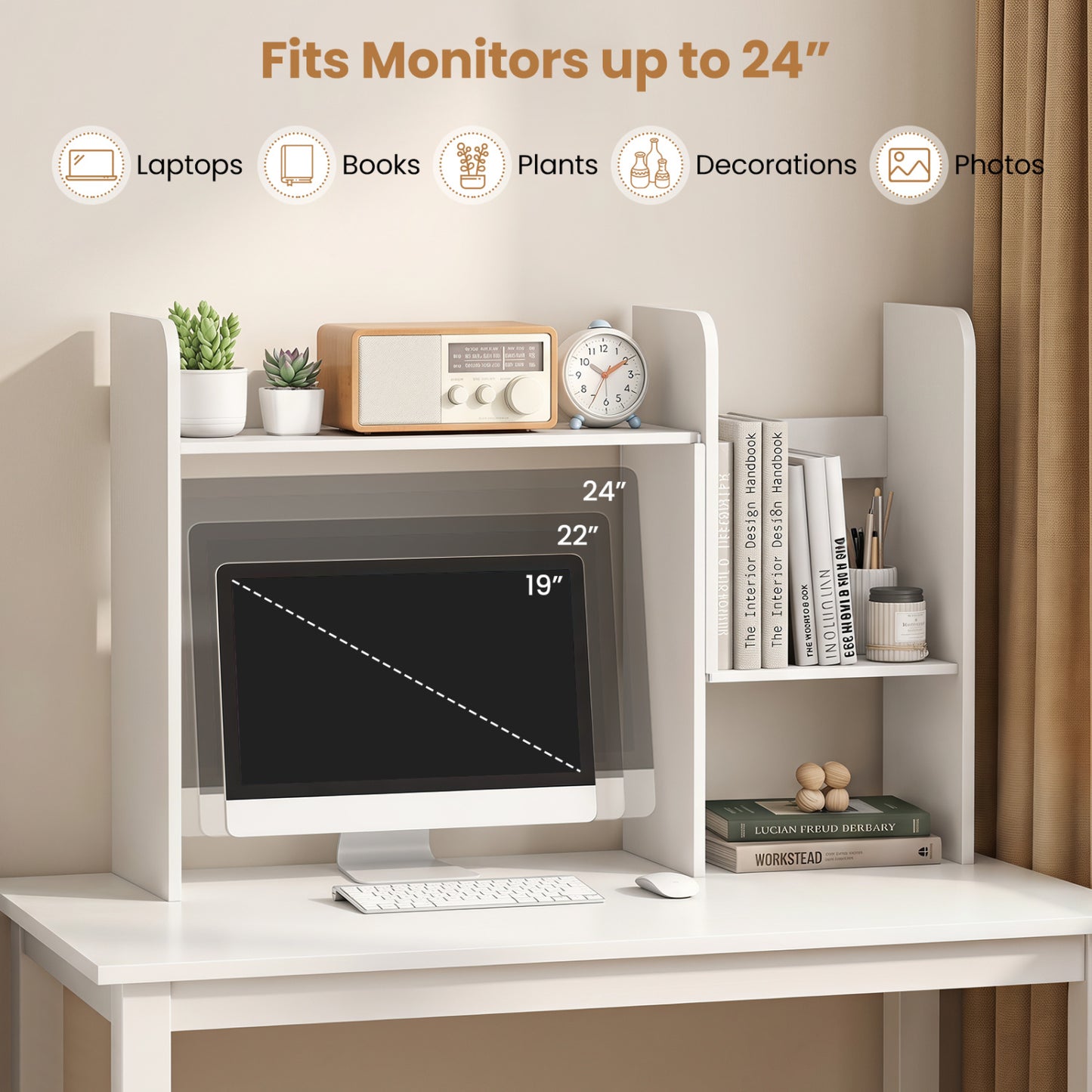 Bibliothèque de bureau extensible avec cubes ouverts, blanc