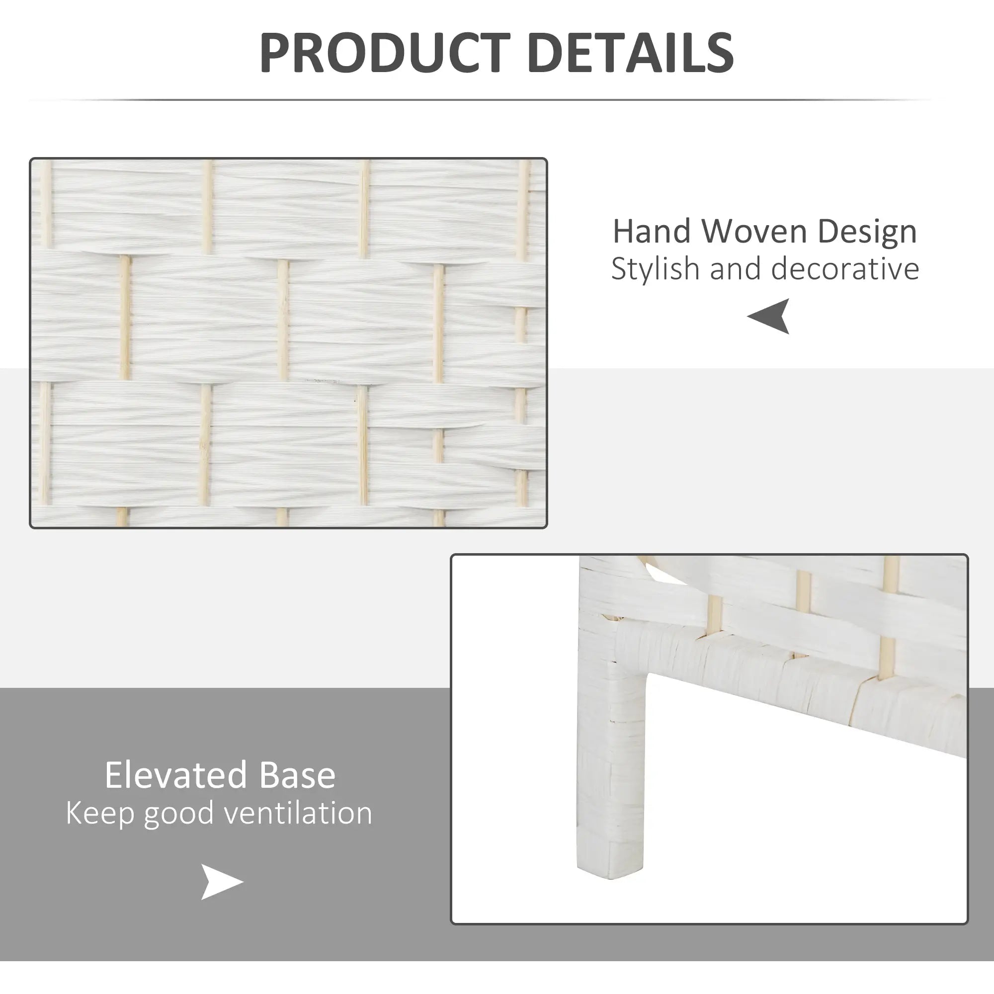 6ft 4-Panel Folding Room Divider, Wooden Frame, White Room Dividers at Gallery Canada