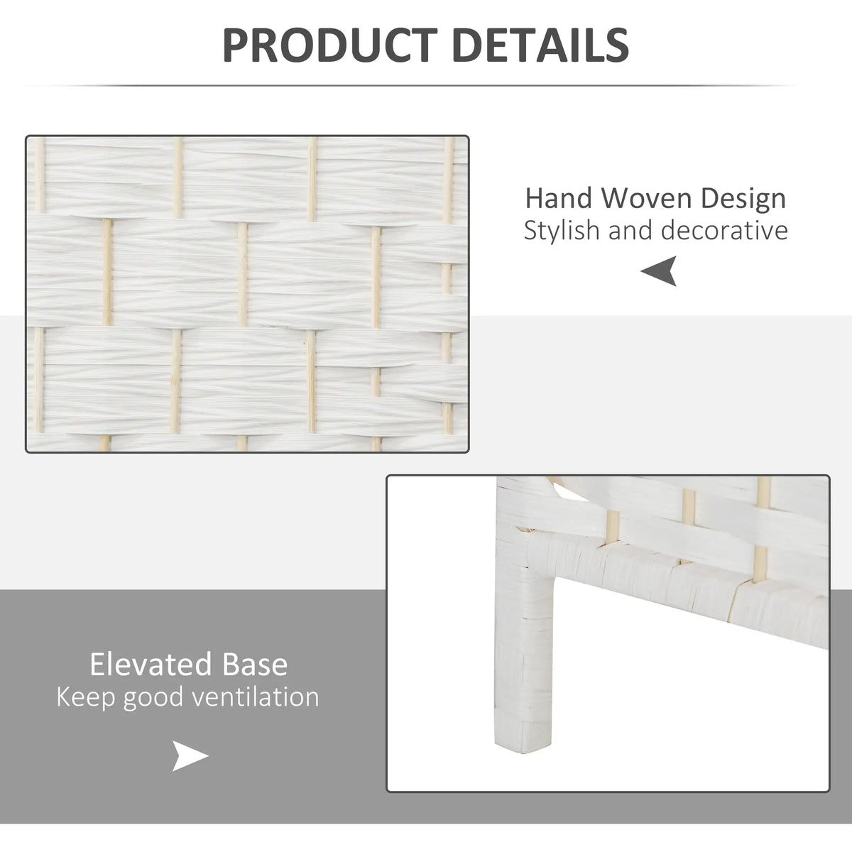 6ft 4-Panel Folding Room Divider, Wooden Frame, White Room Dividers at Gallery Canada