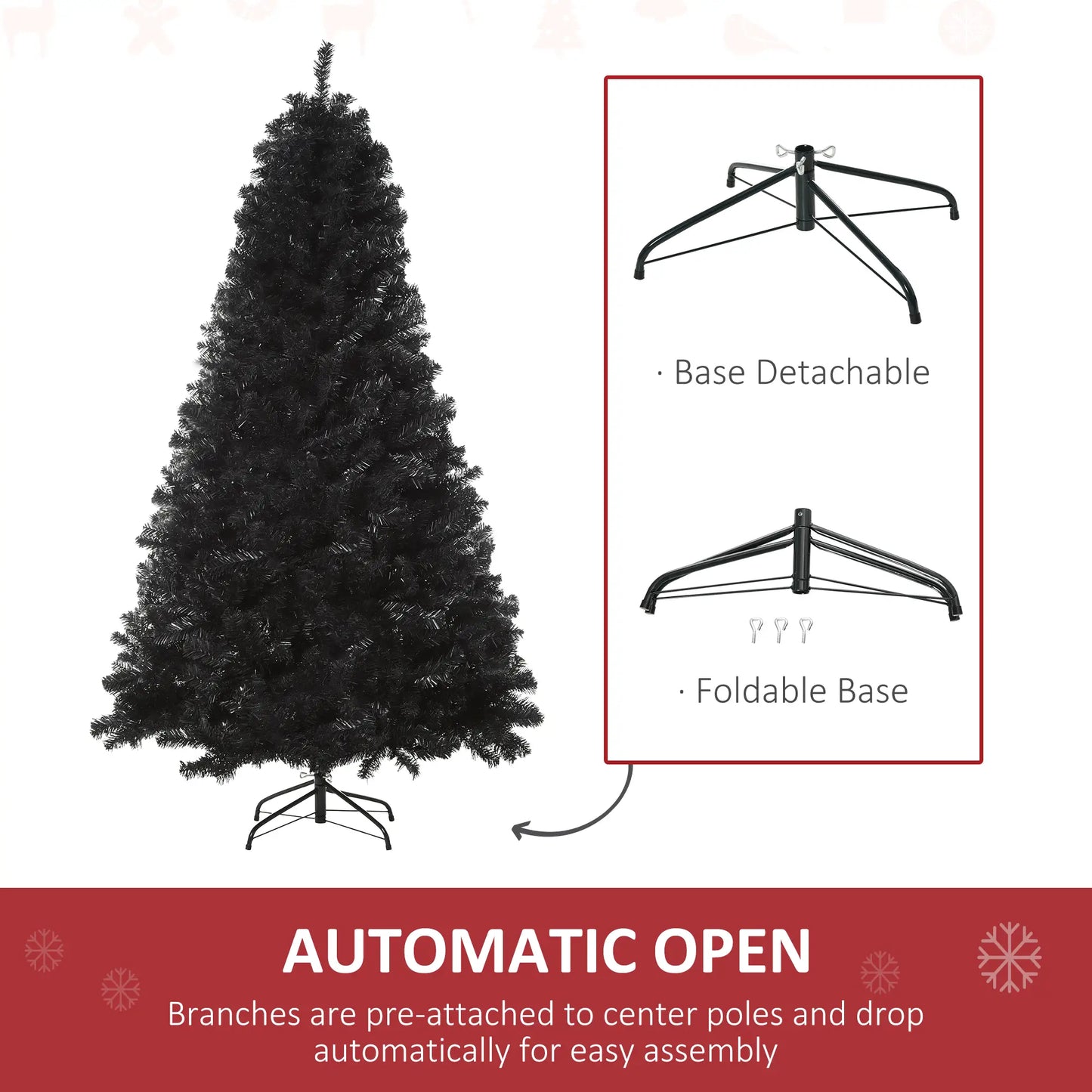 6ft Artificial Christmas Tree, Unlit Douglas Fir, Realistic Branch Tips, Black Artificial Christmas Trees at Gallery Canada
