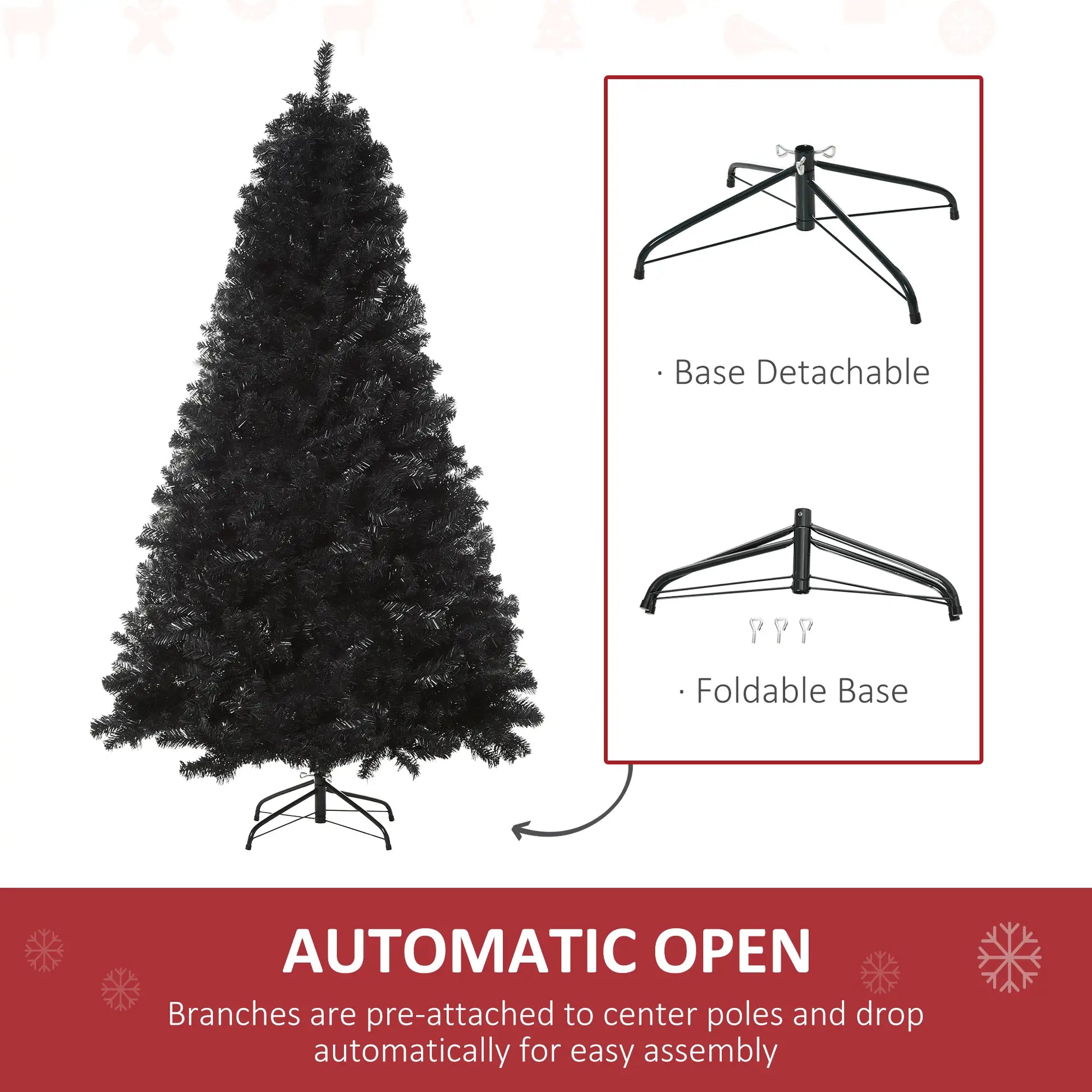 6ft Artificial Christmas Tree, Unlit Douglas Fir, Realistic Branch Tips, Black Artificial Christmas Trees at Gallery Canada