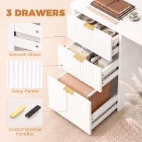 Computer Desk with Reversible Drawers, 47" White, White