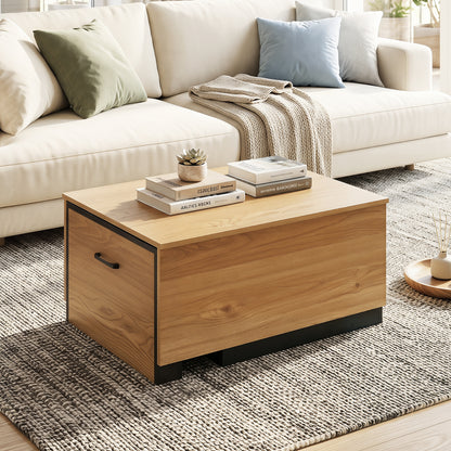 Extendable Coffee Table with Concealed Storage, Natural