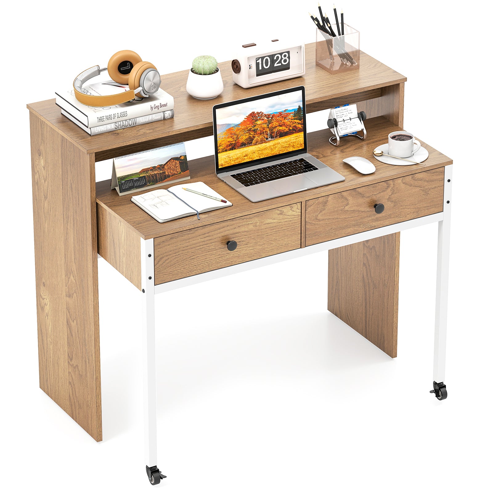 Extendable Computer Desk, Pull Out Secondary Desk, Natural Office Desks Natural at Gallery Canada