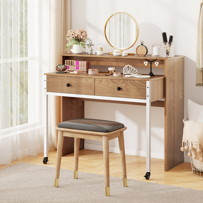 Extendable Computer Desk with Pull Out Secondary Desk, Natural Office Desks at Gallery Canada