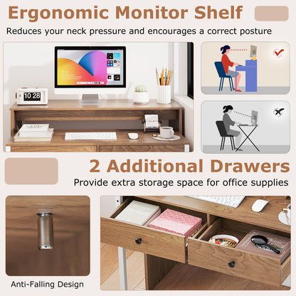 Extendable Computer Desk with Pull Out Secondary Desk, Natural Office Desks at Gallery Canada