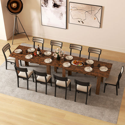 Extendable Dining Table for 4-8 People 47"-62" Large Rectangular Kitchen Table, Rustic Brown Dining Tables at Gallery Canada