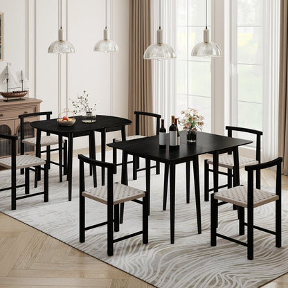 Extendable Dining Table Set, 2 Half-Round 1 Rectangular, Black Dining Tables at Gallery Canada