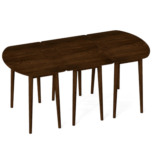 Extendable Dining Table Set, 2 Half-Round 1 Rectangular, Walnut
