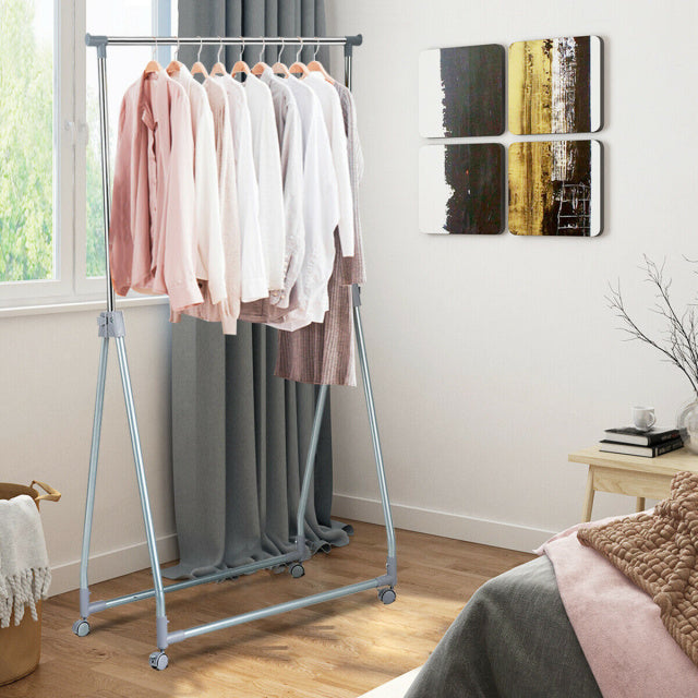 Extendable Foldable Heavy Duty Clothing Rack with Hanging Rod, Silver Clothing & Closet Storage at Gallery Canada