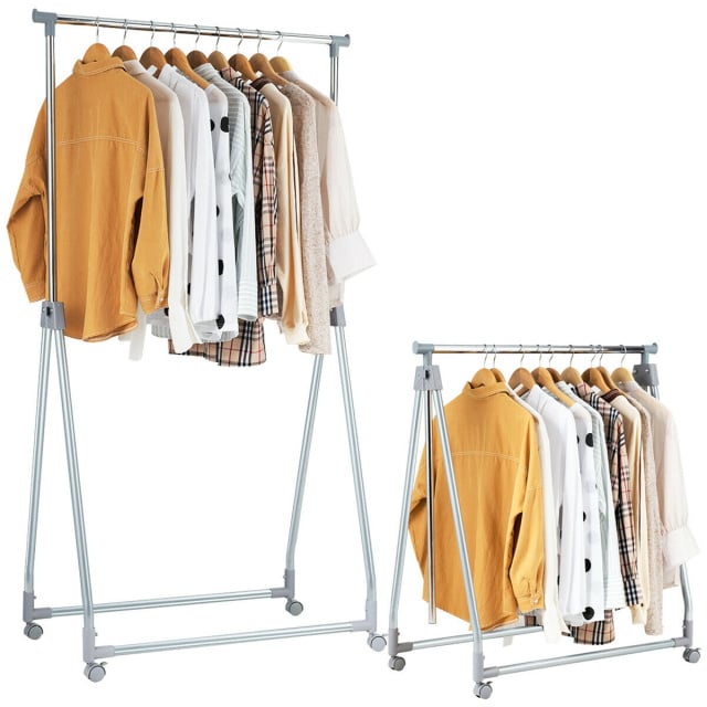 Extendable Foldable Heavy Duty Clothing Rack with Hanging Rod, Silver Clothing & Closet Storage at Gallery Canada