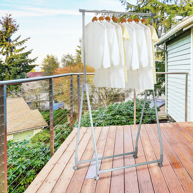 Extendable Foldable Heavy Duty Clothing Rack with Hanging Rod, Silver Clothing & Closet Storage at Gallery Canada