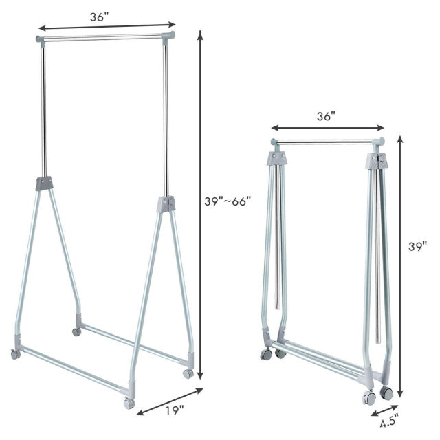 Extendable Foldable Heavy Duty Clothing Rack with Hanging Rod, Silver Clothing & Closet Storage at Gallery Canada