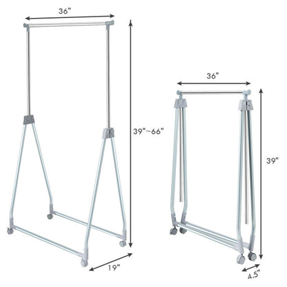Extendable Foldable Heavy Duty Clothing Rack with Hanging Rod, Silver Clothing & Closet Storage at Gallery Canada