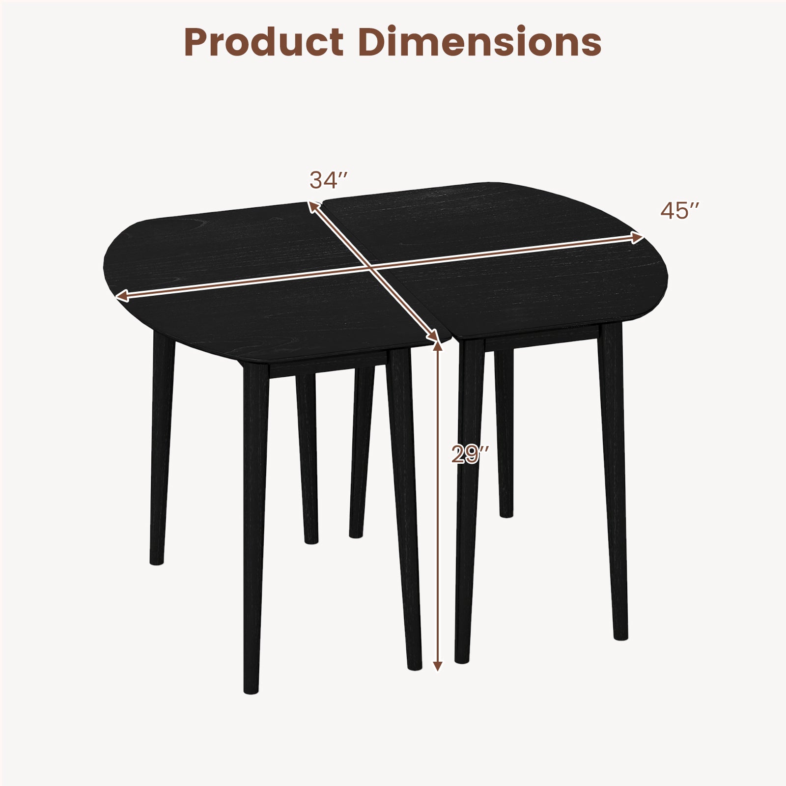 Extendable Oval Dining Table Set, 2 Half-Round Tables, Black Dining Tables at Gallery Canada