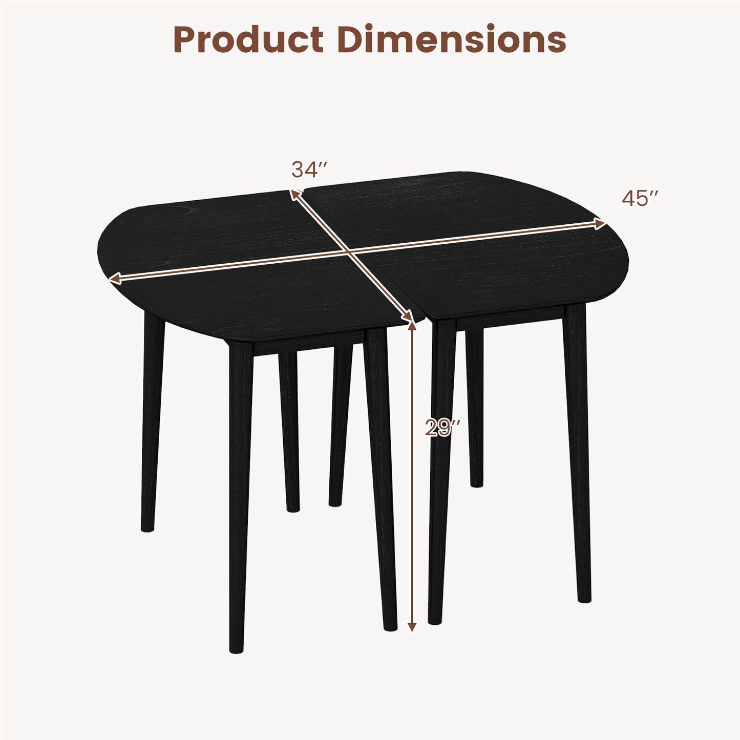 Extendable Oval Dining Table Set, 2 Half-Round Tables, Black Dining Tables at Gallery Canada