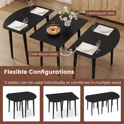 Extendable Oval Dining Table Set, 2 Half-Round Tables, Black Dining Tables at Gallery Canada