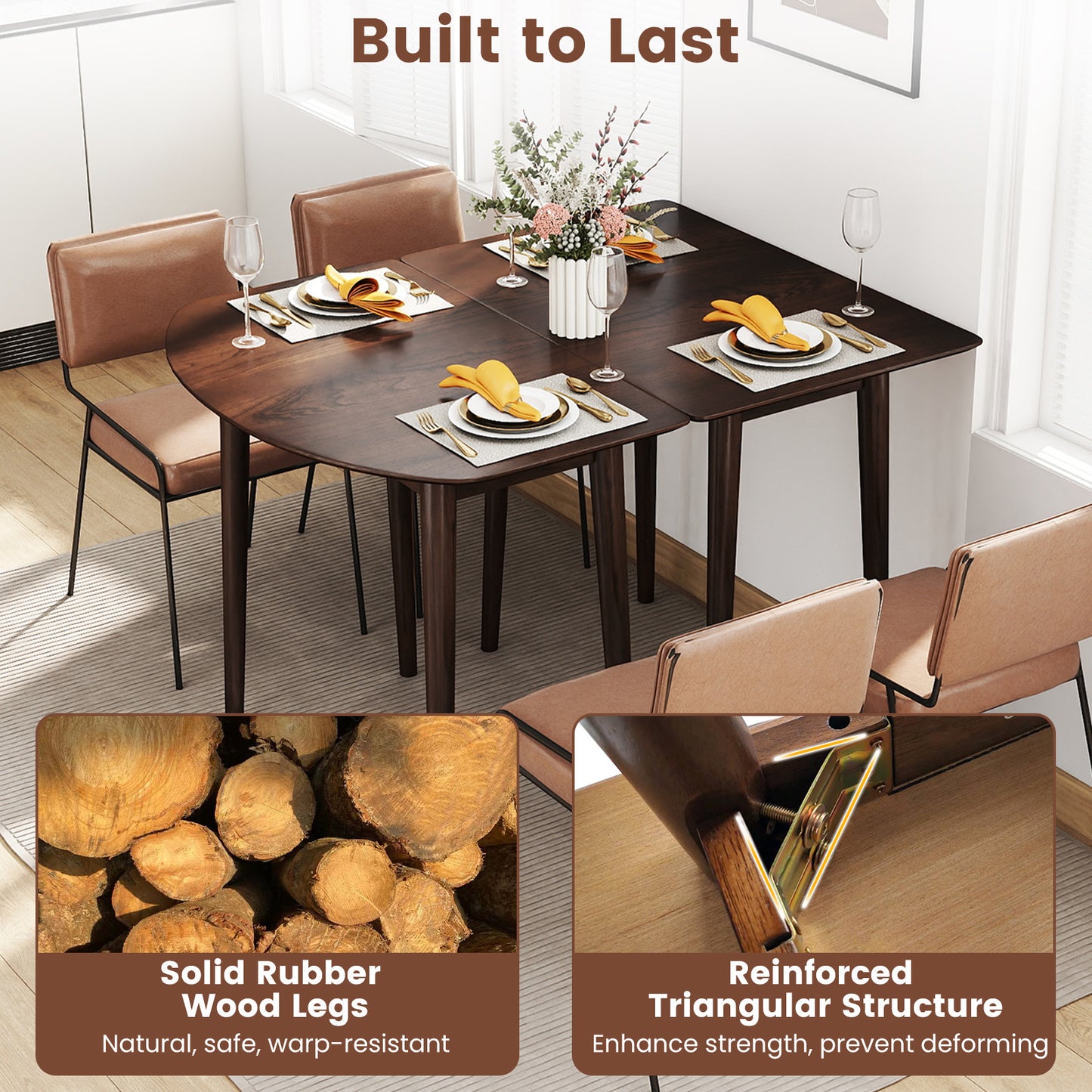 Extendable Oval Dining Table Set, 2 Half-Round Tables, Walnut Dining Tables at Gallery Canada