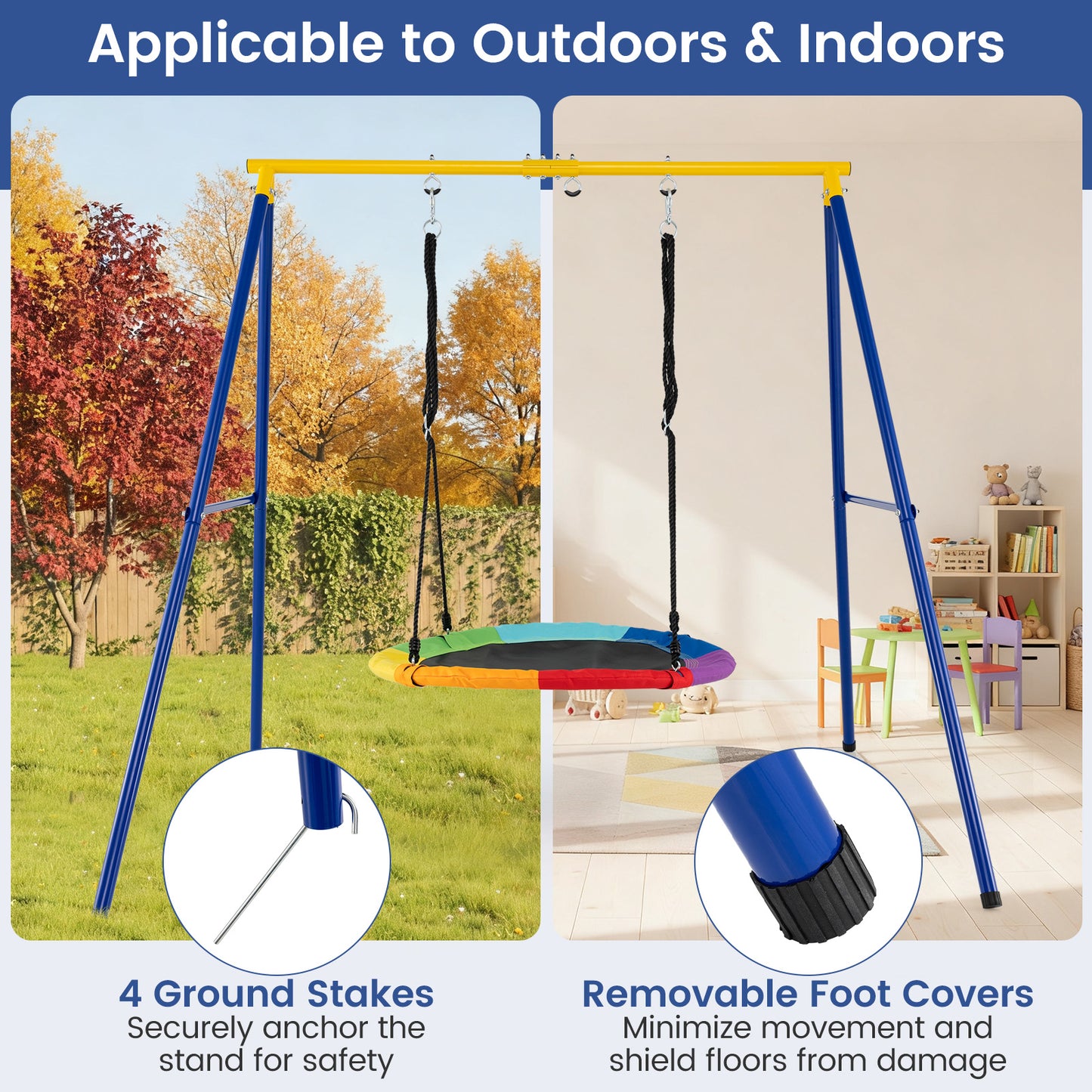 Extra Large Heavy Duty A-Frame Steel Swing Stand, Blue Swing & Playsets at Gallery Canada