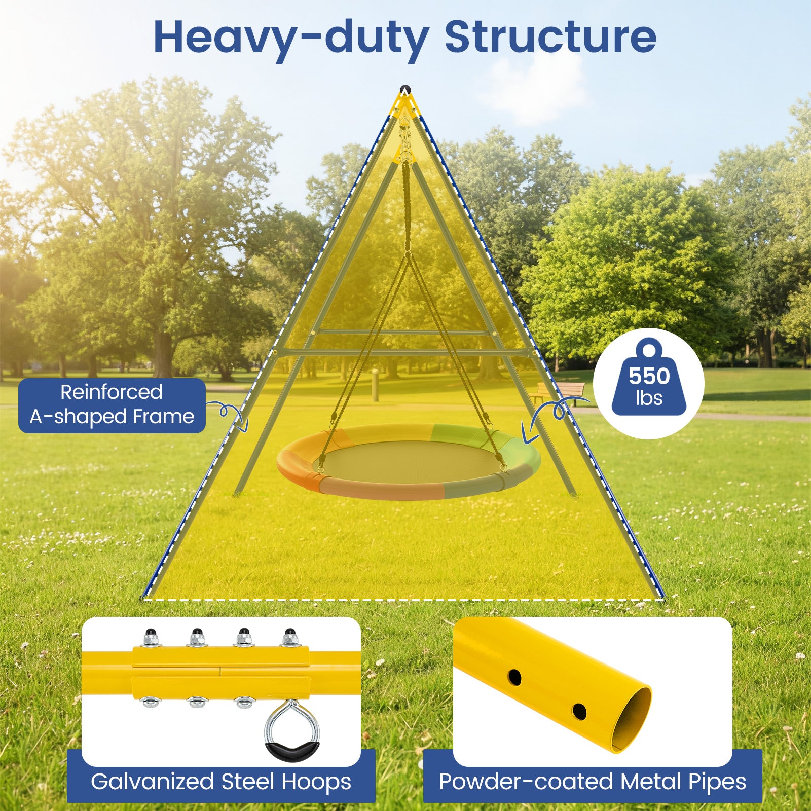Extra Large Heavy Duty A-Frame Steel Swing Stand, Blue Swing & Playsets at Gallery Canada