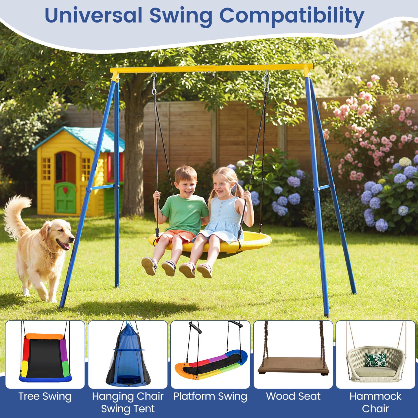 Extra Large Heavy Duty A-Frame Steel Swing Stand, Blue Swing & Playsets at Gallery Canada