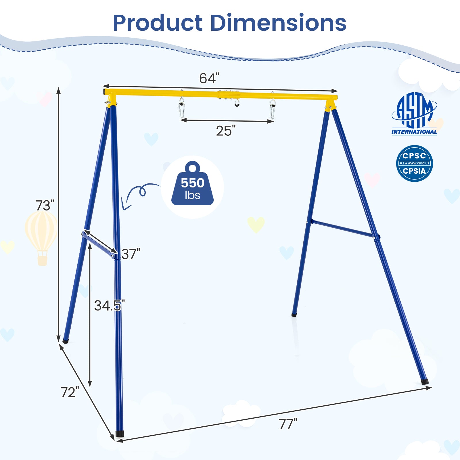 Extra Large Heavy Duty A-Frame Steel Swing Stand, Blue Swing & Playsets at Gallery Canada