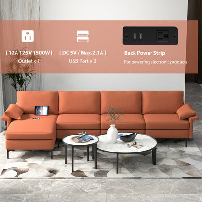 Extra Large L-Shaped Sectional Sofa, Reversible Chaise, 2 USB Ports, Red Sofas & Loveseats at Gallery Canada