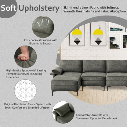 Extra Large L-Shaped Sectional Sofa, Reversible Chaise, 2 USB Ports, Gray Sofas & Loveseats at Gallery Canada