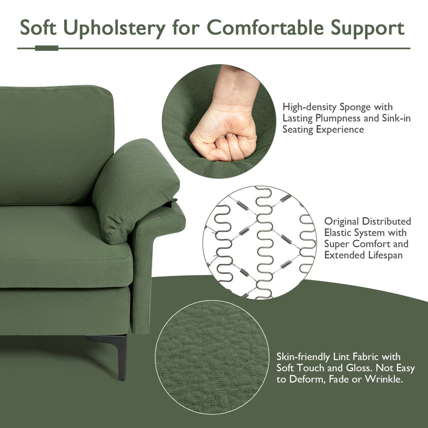 Modular L-Shaped Sectional Sofa, Extra Large, Army Green Sofas & Loveseats at Gallery Canada