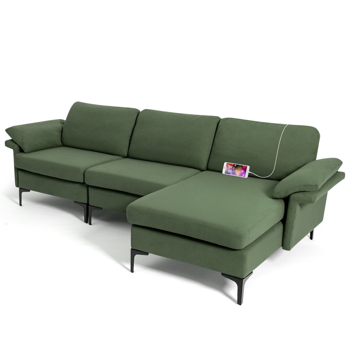 Modular L-Shaped Sectional Sofa, Extra Large, Army Green Sofas & Loveseats at Gallery Canada