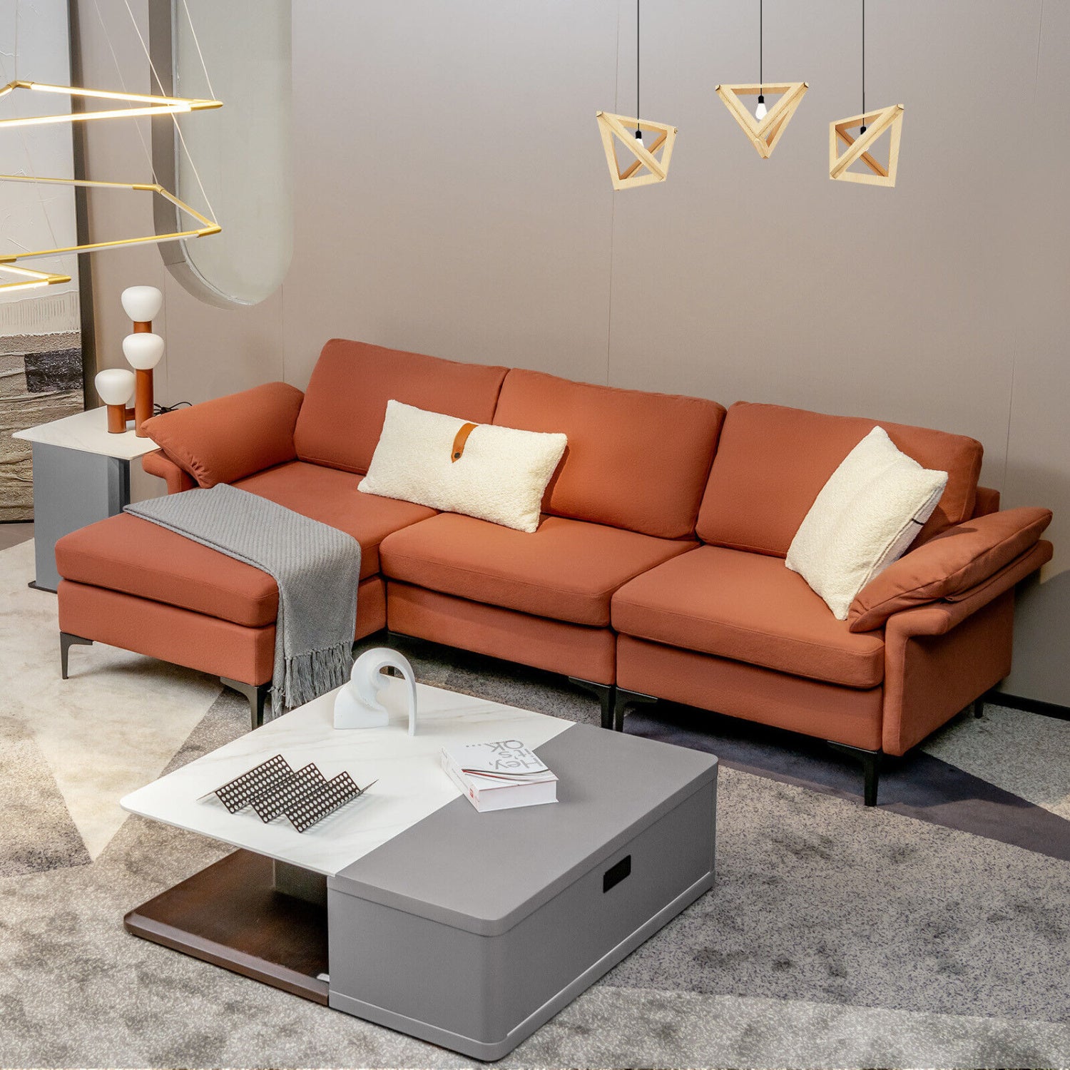 Extra Large Modular L-Shaped Sectional Sofa, Reversible Chaise, 4-5 People, Red Sofas & Loveseats at Gallery Canada