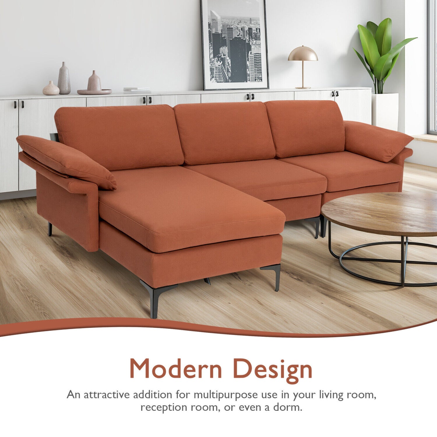 Extra Large Modular L-Shaped Sectional Sofa, Reversible Chaise, 4-5 People, Red Sofas & Loveseats at Gallery Canada