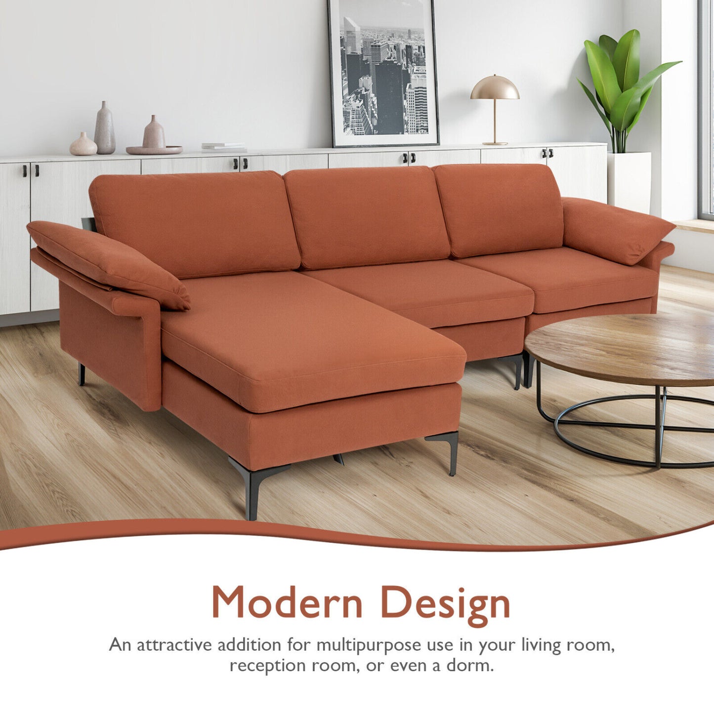 Extra Large Modular L-Shaped Sectional Sofa, Reversible Chaise, 4-5 People, Red Sofas & Loveseats at Gallery Canada