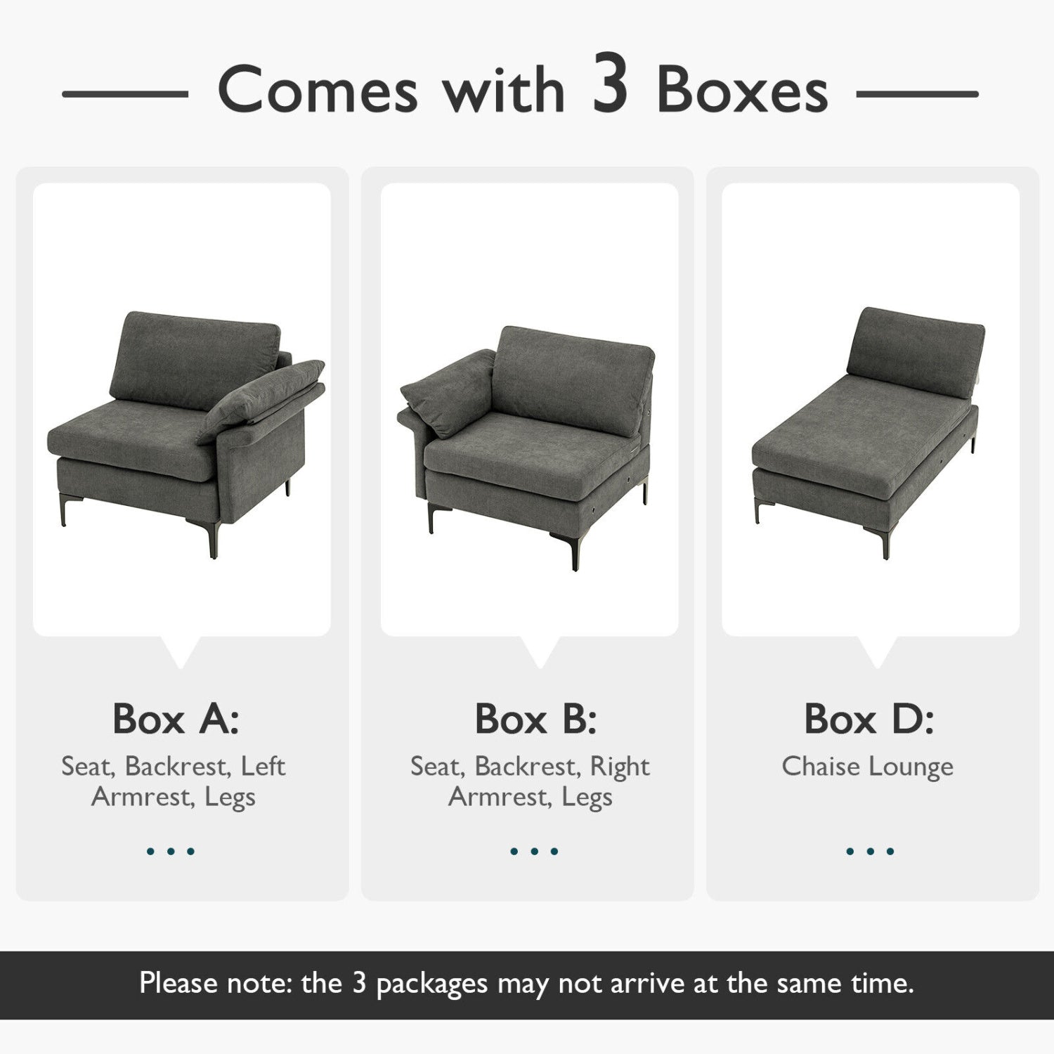 Extra Large Modular L-Shaped Sectional Sofa, For 4-5 People, Gray Sofas & Loveseats at Gallery Canada