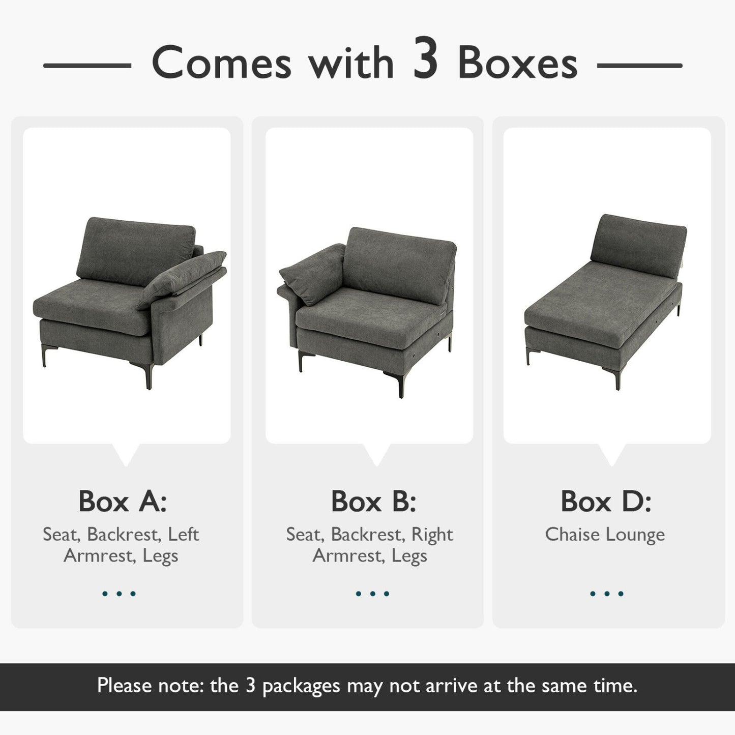 Extra Large Modular L-Shaped Sectional Sofa, For 4-5 People, Gray Sofas & Loveseats at Gallery Canada