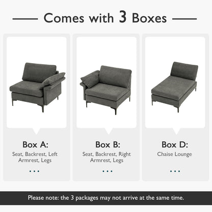 Extra Large Modular L-Shaped Sectional Sofa, For 4-5 People, Gray Sofas & Loveseats at Gallery Canada