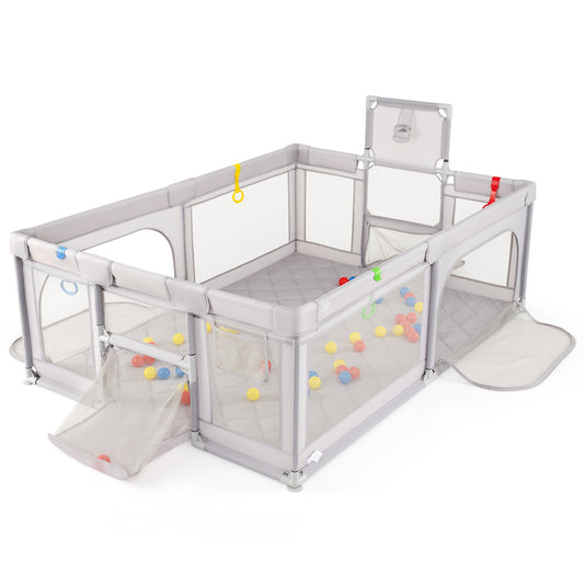 Extra Large Playpen With Basketball Hoop, Light Gray Baby Playpen & Playards Light Gray at Gallery Canada