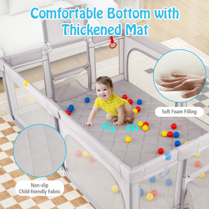 Extra Large Playpen With Basketball Hoop, Light Gray Baby Playpen & Playards at Gallery Canada