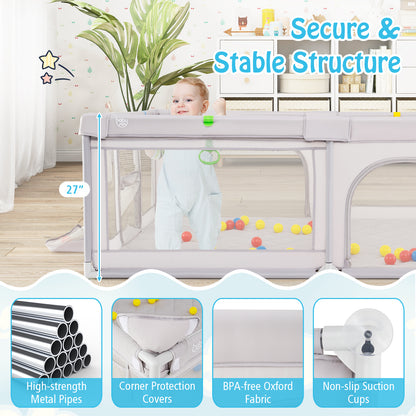 Extra Large Playpen With Basketball Hoop, Light Gray Baby Playpen & Playards at Gallery Canada