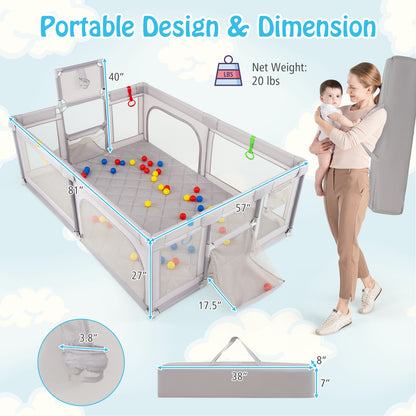 Extra Large Playpen With Basketball Hoop, Light Gray Baby Playpen & Playards at Gallery Canada