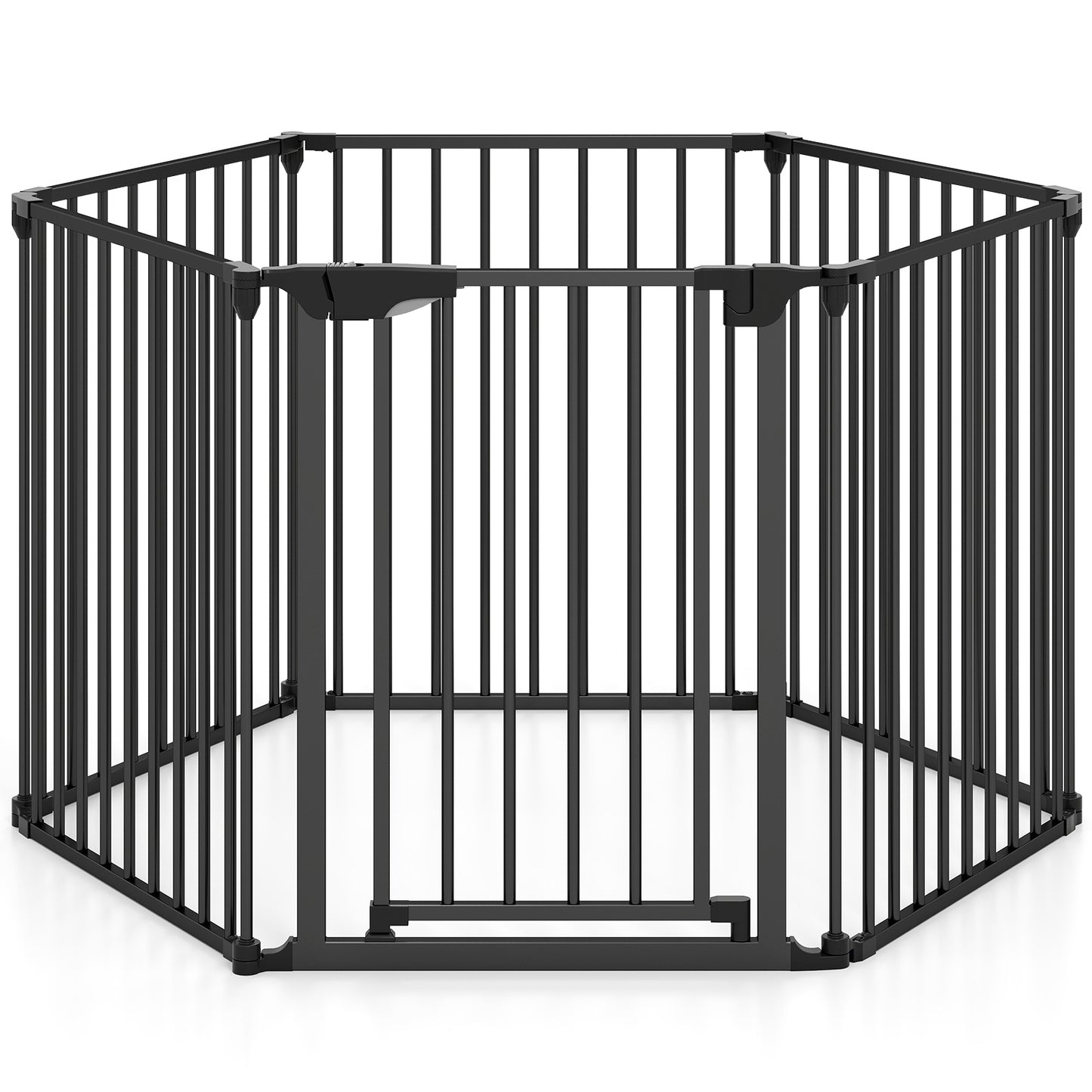 Extra Wide Baby Gate Fits 34.5-154" Openings 6-Panel Adjustable Pet Safety Fence, Black