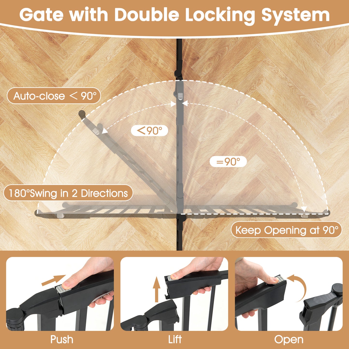 Extra Wide Baby Gate Fits 34.5-154" Openings 6-Panel Adjustable Pet Safety Fence, Black