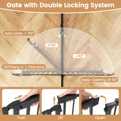 Extra Wide Baby Gate Fits 34.5-154" Openings 6-Panel Adjustable Pet Safety Fence, Black