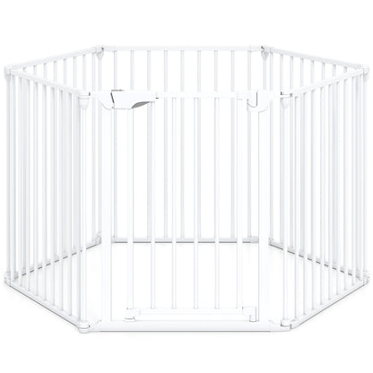 Extra Wide Baby Gate Fits 34.5-154" Openings 6-Panel Adjustable Pet Safety Fence, White